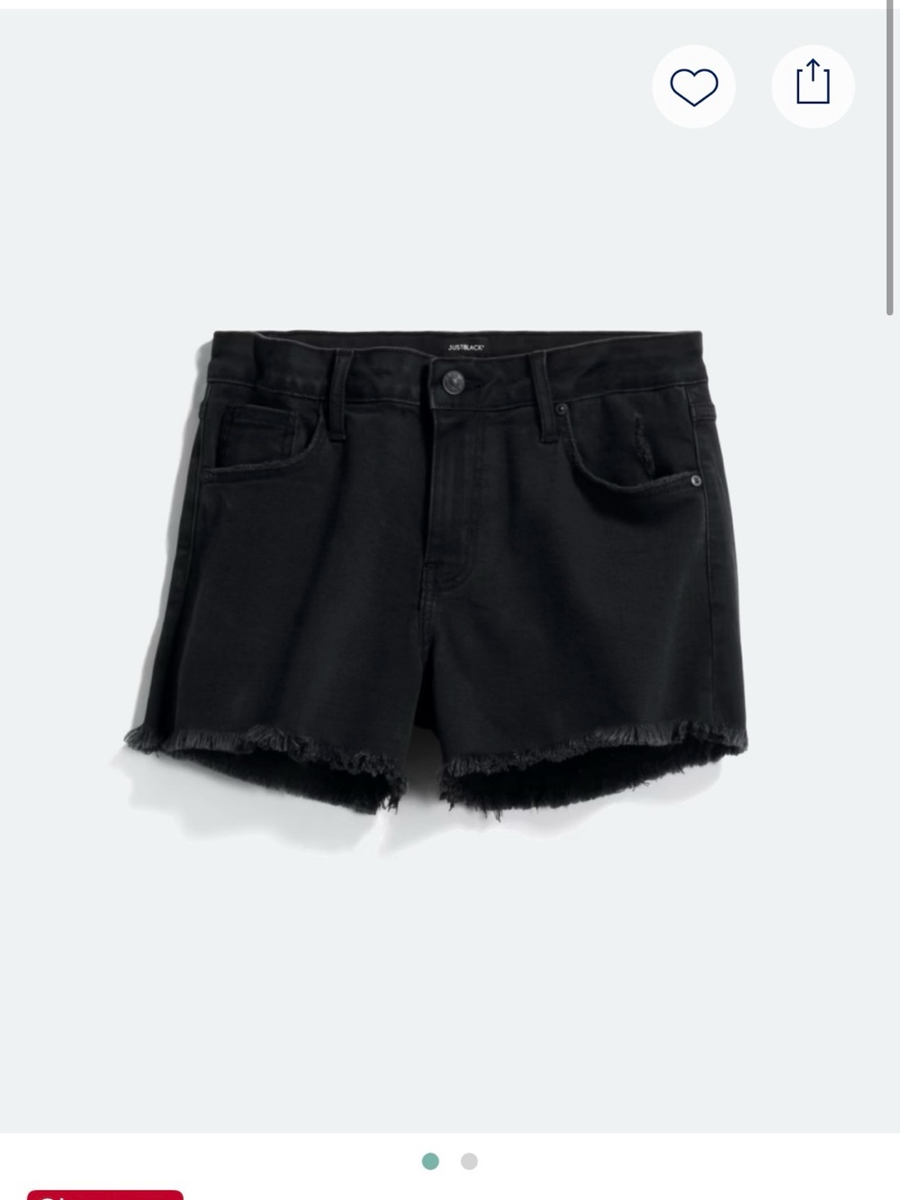 Women’s Just Black Frayed Hem Denim Shorts. Size 29